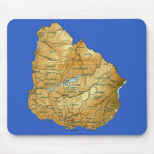 Tapis De Souris Carte Mousepad de l'Uruguay (Devant)