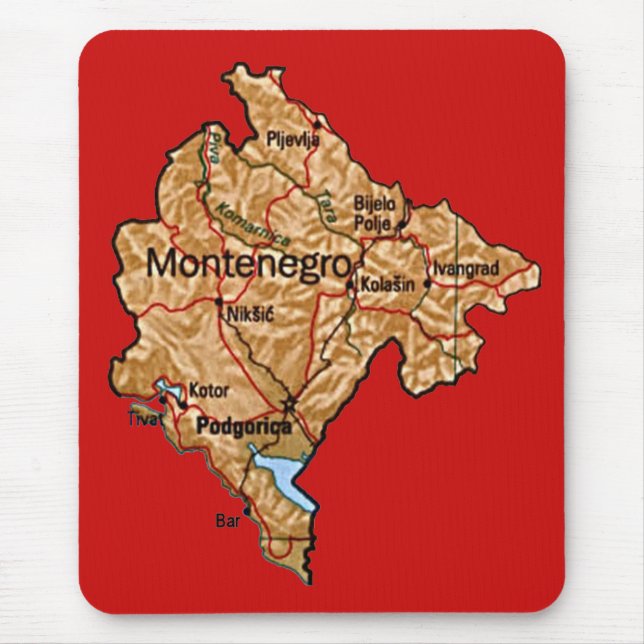 Tapis De Souris Carte Mousepad de Monténégro (Devant)