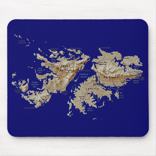 Tapis De Souris Carte Mousepad des Îles Falkland (Devant)