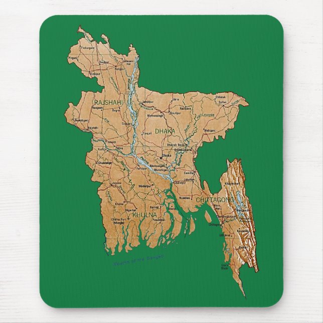 Tapis De Souris Carte Mousepad du Bangladesh (Devant)