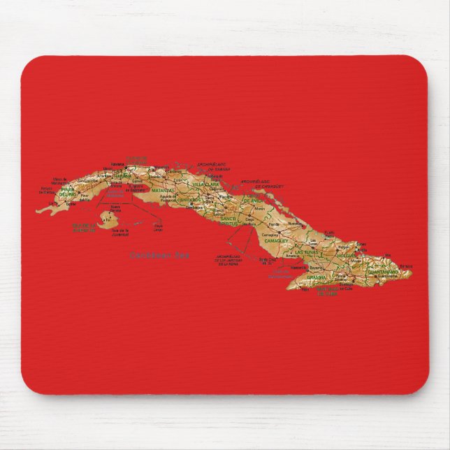 Tapis De Souris Carte Mousepad du Cuba (Devant)