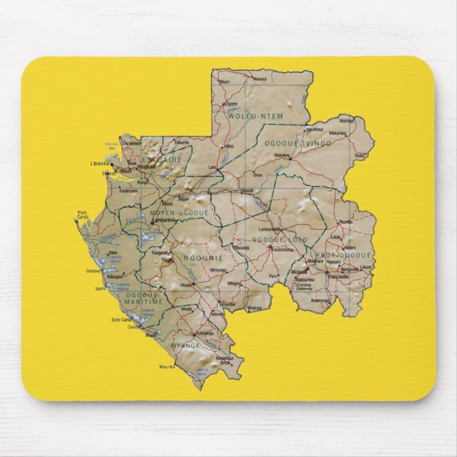 Tapis De Souris Carte Mousepad du Gabon (Devant)