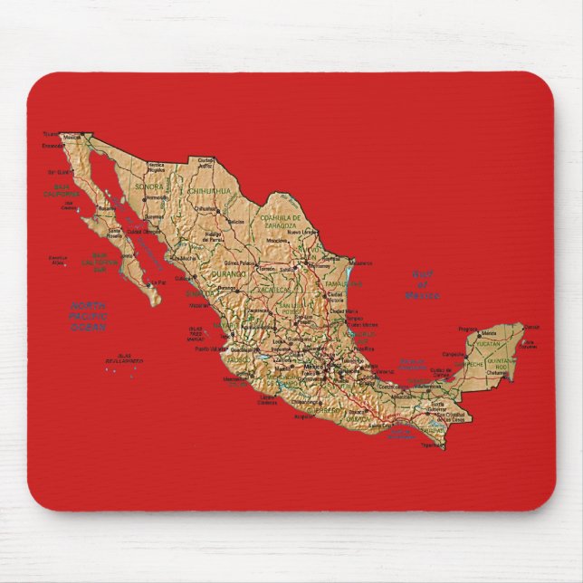 Tapis De Souris Carte Mousepad du Mexique (Devant)