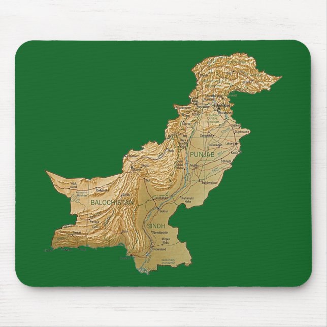 Tapis De Souris Carte Mousepad du Pakistan (Devant)