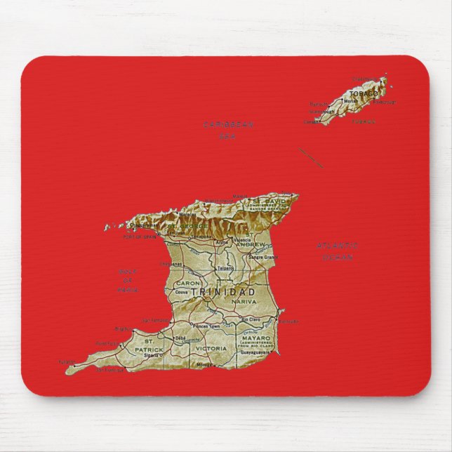 Tapis De Souris Carte Mousepad du Trinidad-et-Tobago (Devant)