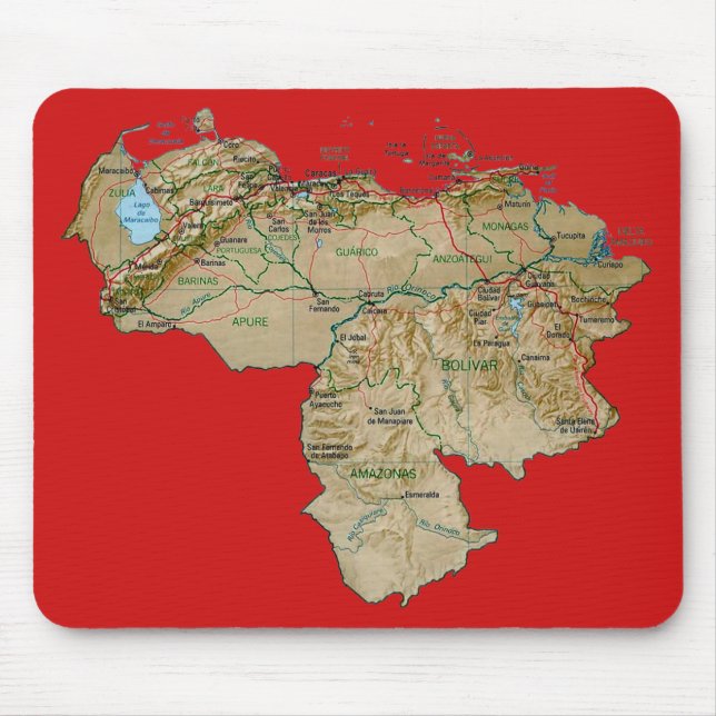 Tapis De Souris Carte Mousepad du Venezuela (Devant)