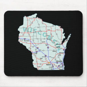 Tapis De Souris Carte Mousepad du Wisconsin