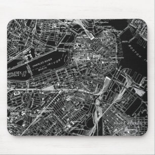 Tapis De Souris Carte noire et blanche vintage de Boston