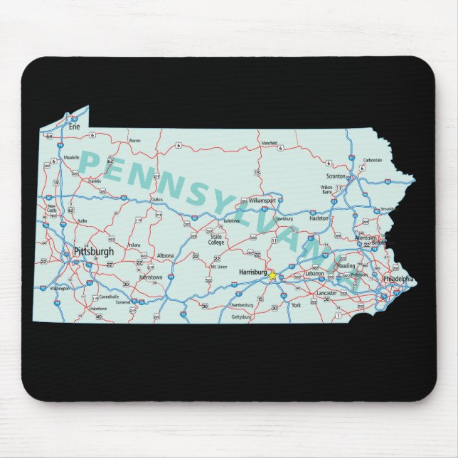 Tapis De Souris Carte Pennsylvanie Mousepad (Devant)