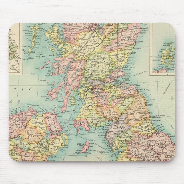 Tapis De Souris Carte politique des îles britanniques (Devant)