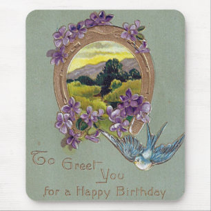 Tapis De Souris Carte Postale Anniversaire vintage Imprimée En All
