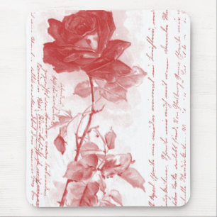 Tapis De Souris Carte postale Rose rouge