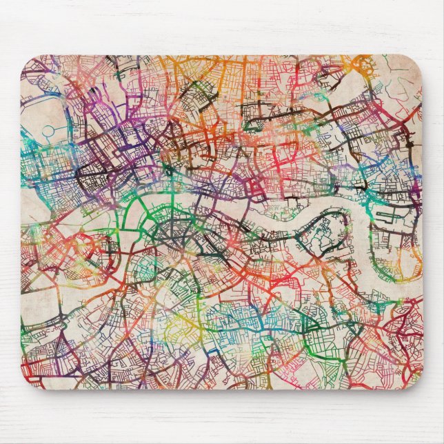 Tapis De Souris Carte pour aquarelle de Londres (Devant)