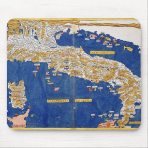 Tapis De Souris Carte Ptolemaic de l'Italie, 1482 (litho coloré)