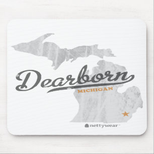 Tapis De Souris Carte rétro Mousepad de Dearborn Michigan