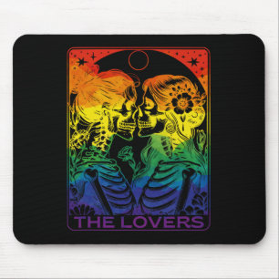 Tapis De Souris Carte Tarot Les amoureux Rainbow Kissing Lesbian S