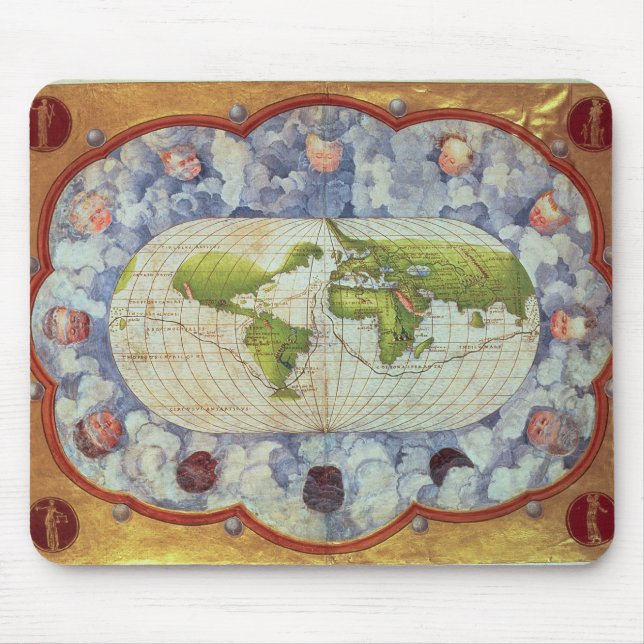 Tapis De Souris Carte traçant le voyage du monde de Magellan (Devant)
