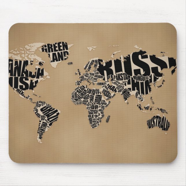 Tapis De Souris Carte typographique du monde (Devant)
