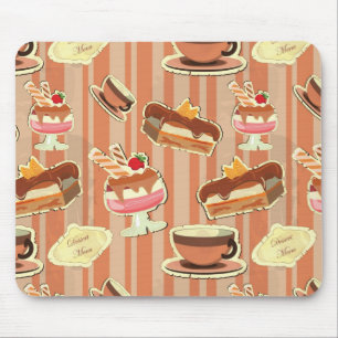 Tapis De Souris Carte vintage avec un dessert de fraise
