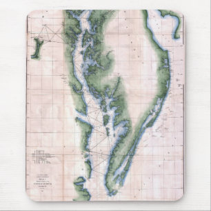 Tapis De Souris Carte Vintage Baie de Chesapeake et baie de Delawa