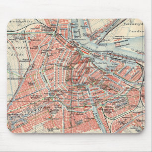 Tapis De Souris Carte vintage d'Amsterdam (1905) (2)