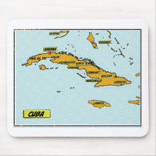 Tapis De Souris Carte vintage de Cuba de bande dessinée