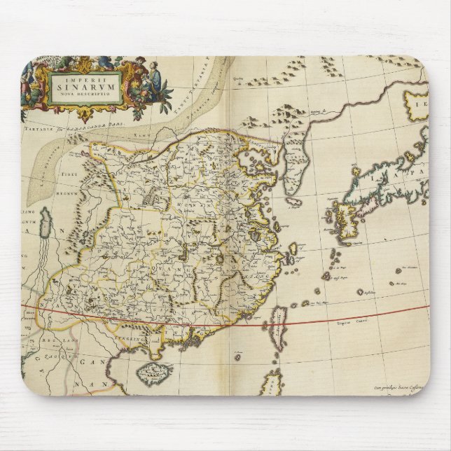 Tapis De Souris Carte vintage de la Chine | 1662 (Devant)