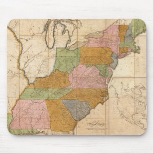 Tapis De Souris Carte vintage des routes de la poste américaine (1