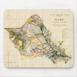 Tapis De Souris Carte vintage d'Oahu Hawaï (1906)