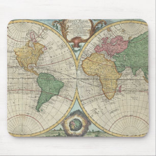 Tapis De Souris Carte vintage du monde (1744)