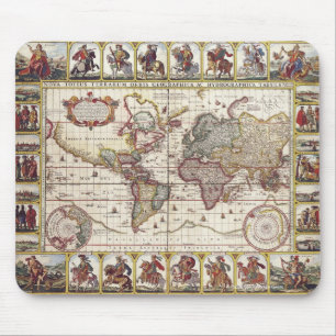 Tapis De Souris Carte vintage Vieux Monde Conception amoureuse de