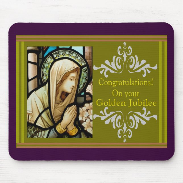 Tapis De Souris Cartes catholiques et cadeaux "de jubilé d'or" de (Devant)
