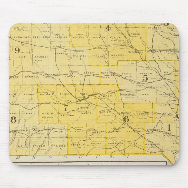Tapis De Souris Cartes de l'État de l'Iowa (Devant)