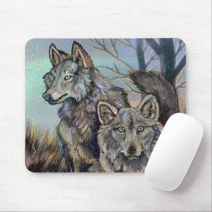 Tapis De Souris Cartes de souris d'hiver pour loups d'Arctique