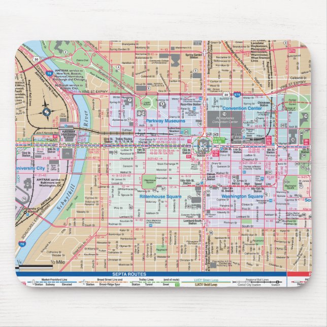 Tapis De Souris Cartographie de la ville de l'amour fraternel (Devant)