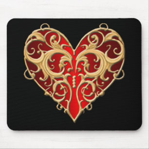 Tapis De Souris Carton de souris rouge Filigree Heart