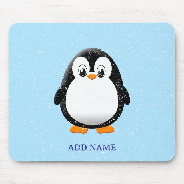 Tapis De Souris Carton en pingouin mignon hiver personnalisé (Devant)