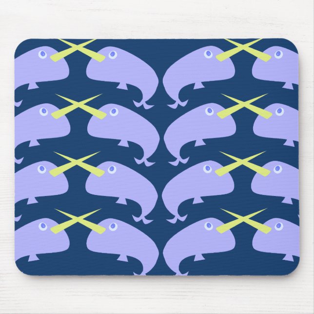 Tapis De Souris Carton violet Narwhal Paire Caractère Conception (Devant)