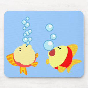 Tapis De Souris Cartoon à bulle mignon Poisson Mousepad
