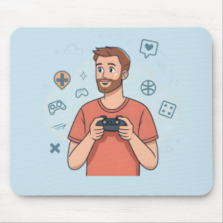 Tapis De Souris Cartoon Gamer Character Illustration