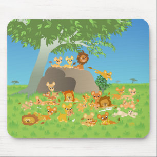 Tapis De Souris Cartoon Lion Famille mousepad