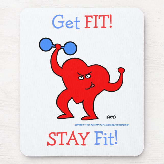 Tapis De Souris Cartoon mignon Coeur Poids Lifting Cardio Fitness (Devant)