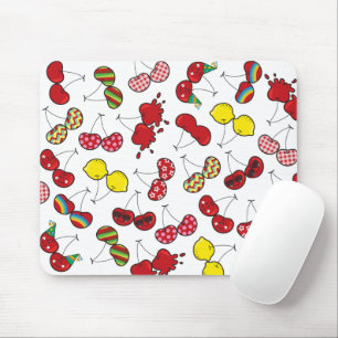Tapis De Souris Cartoon Stylisé Funny Cheeky Red Cherries Motif