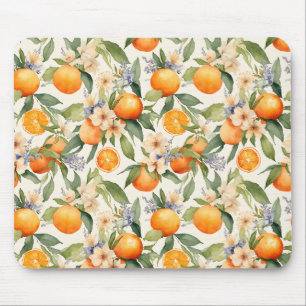 Tapis De Souris Cartouche de souris orange en fleurs