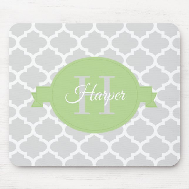 Tapis De Souris Cartouche de souris personnalisée Green Quatrefoil (Devant)