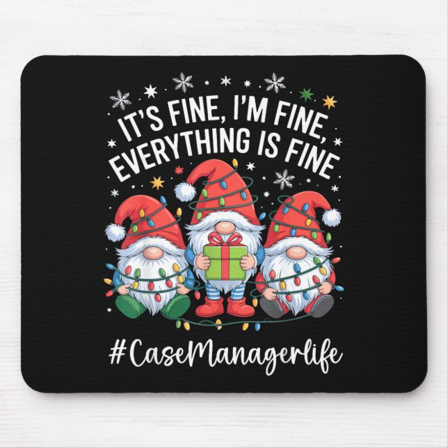Tapis De Souris Case Manager Gnome Everything Is Fine Funny Christ (Devant)