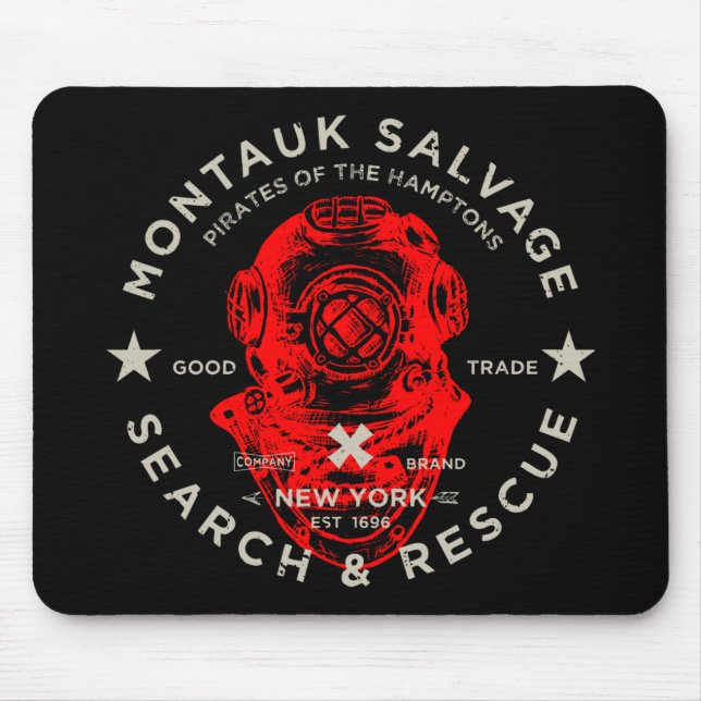Tapis De Souris Casque de plongée Montauk Salvage Co. Mousepad (Devant)