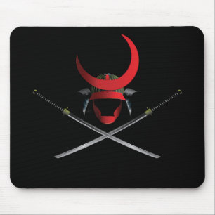 Tapis De Souris Casque samouraï et épées