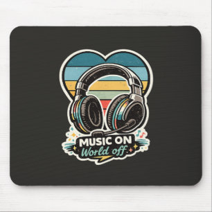 Tapis De Souris Casque Vintage Design Musique Allumée Monde Éteint