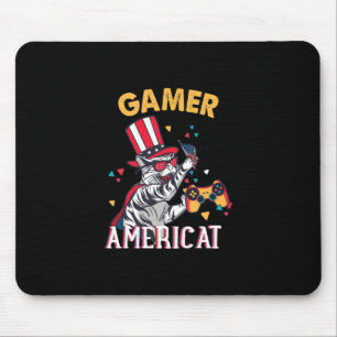 Tapis De Souris Cat Americat 4 juillet Américain Gamer